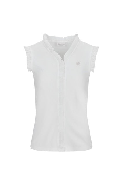 FRILL V-NECK SLEEVELESS T-SHIRT