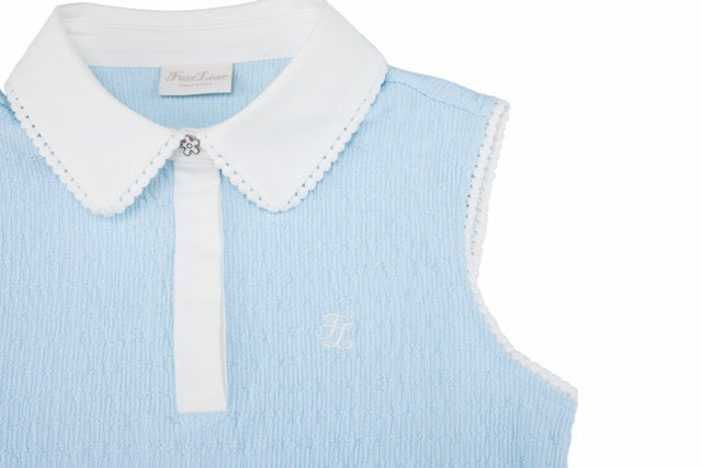 POM-POM SEERSUCKER SLEEVELESS T-SHIRT
