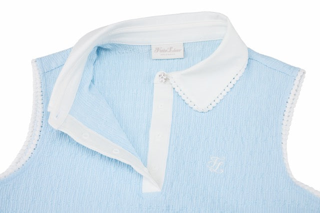 POM-POM SEERSUCKER SLEEVELESS T-SHIRT