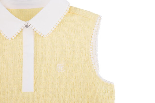 POM-POM SEERSUCKER SLEEVELESS T-SHIRT