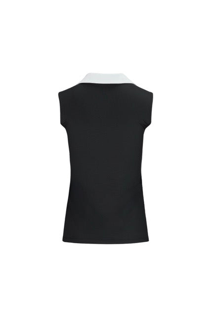 T-SHIRT CONTRAST OPEN-NECK SLEEVELESS T-SHIRT