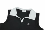 T-SHIRT CONTRAST OPEN-NECK SLEEVELESS T-SHIRT