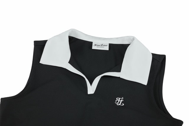 T-SHIRT CONTRAST OPEN-NECK SLEEVELESS T-SHIRT
