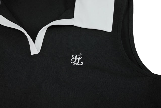 T-SHIRT CONTRAST OPEN-NECK SLEEVELESS T-SHIRT