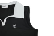 T-SHIRT CONTRAST OPEN-NECK SLEEVELESS T-SHIRT