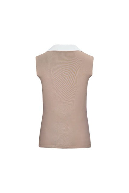 T-SHIRT CONTRAST OPEN-NECK SLEEVELESS T-SHIRT