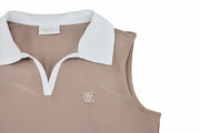 T-SHIRT CONTRAST OPEN-NECK SLEEVELESS T-SHIRT