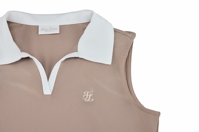 T-SHIRT CONTRAST OPEN-NECK SLEEVELESS T-SHIRT