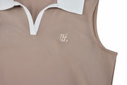T-SHIRT CONTRAST OPEN-NECK SLEEVELESS T-SHIRT