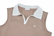 T-SHIRT CONTRAST OPEN-NECK SLEEVELESS T-SHIRT