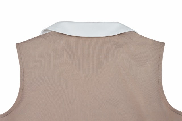 T-SHIRT CONTRAST OPEN-NECK SLEEVELESS T-SHIRT