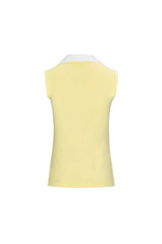 T-SHIRT CONTRAST OPEN-NECK SLEEVELESS T-SHIRT