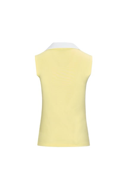 T-SHIRT CONTRAST OPEN-NECK SLEEVELESS T-SHIRT