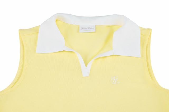 T-SHIRT CONTRAST OPEN-NECK SLEEVELESS T-SHIRT