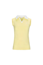 T-SHIRT CONTRAST OPEN-NECK SLEEVELESS T-SHIRT