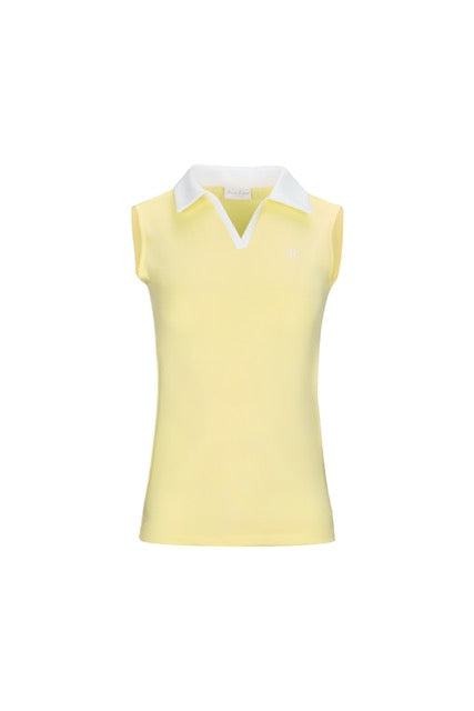 T-SHIRT CONTRAST OPEN-NECK SLEEVELESS T-SHIRT