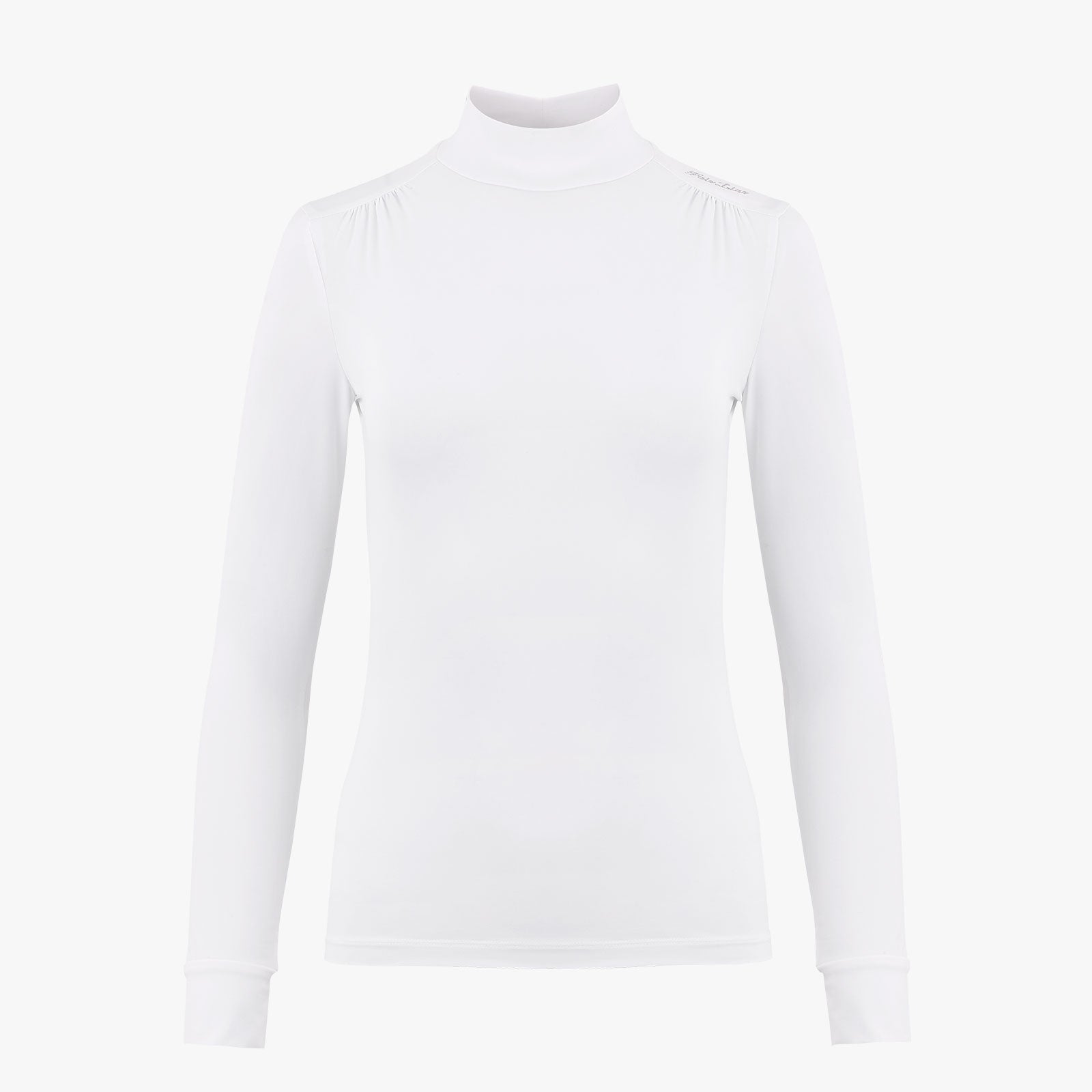 SHIRRING DETAIL MOCK NECK T-SHIRT