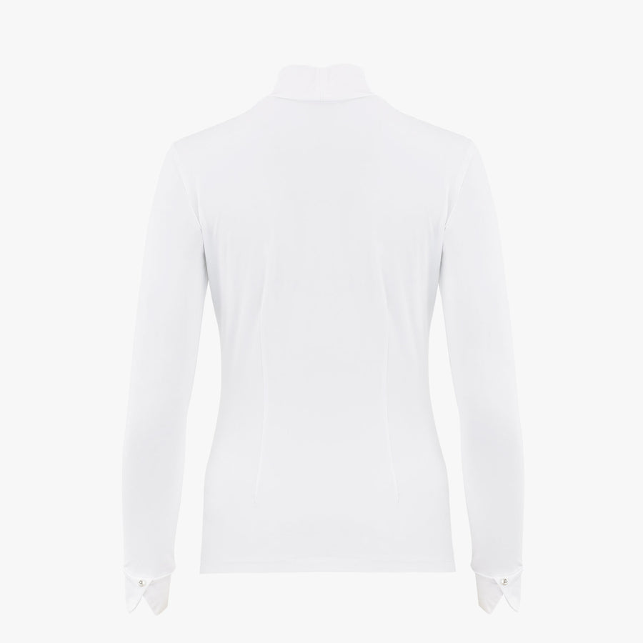 SHIRRING DETAIL MOCK NECK T-SHIRT