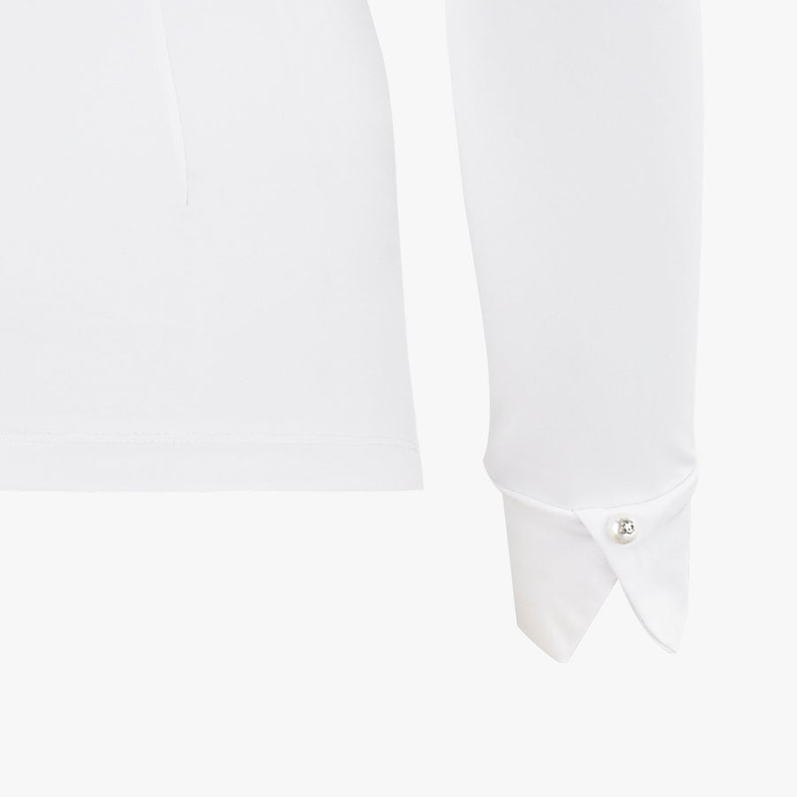 SHIRRING DETAIL MOCK NECK T-SHIRT