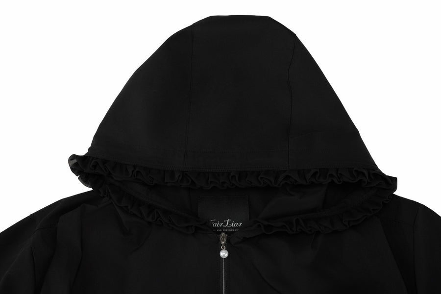 FRILL HOODED ZIPPER JACKET
