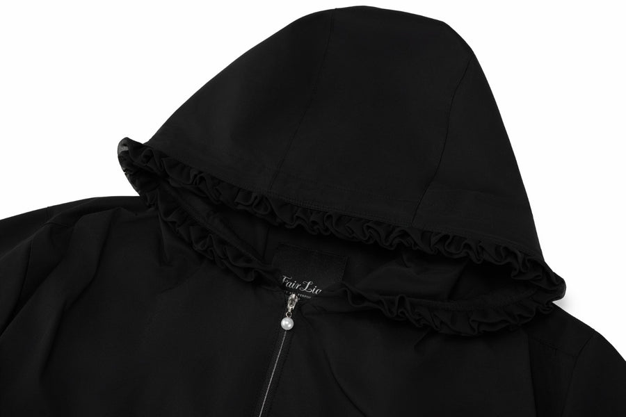 FRILL HOODED ZIPPER JACKET
