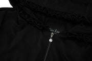 FRILL HOODED ZIPPER JACKET