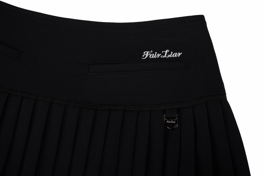 CROCHET FLARE PLEATED SKIRT