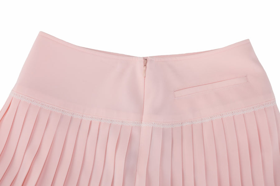 CROCHET FLARE PLEATED SKIRT