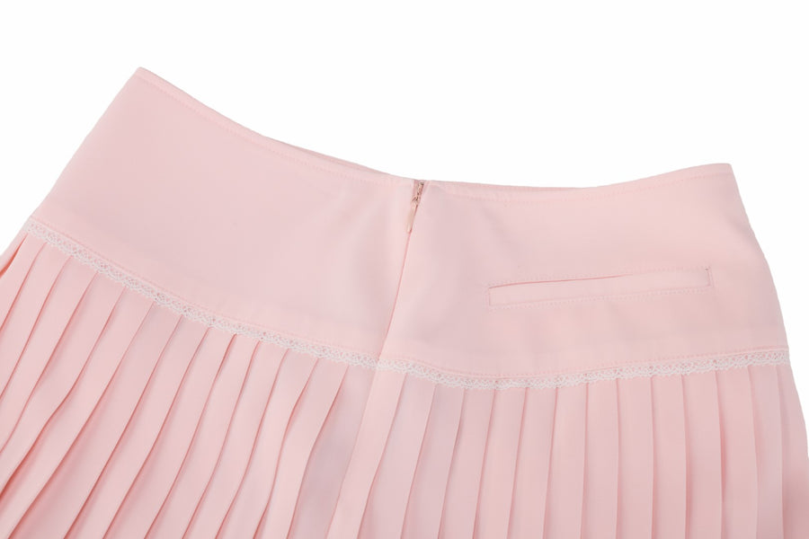 CROCHET FLARE PLEATED SKIRT