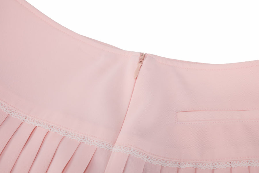 CROCHET FLARE PLEATED SKIRT