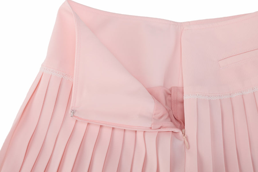 CROCHET FLARE PLEATED SKIRT