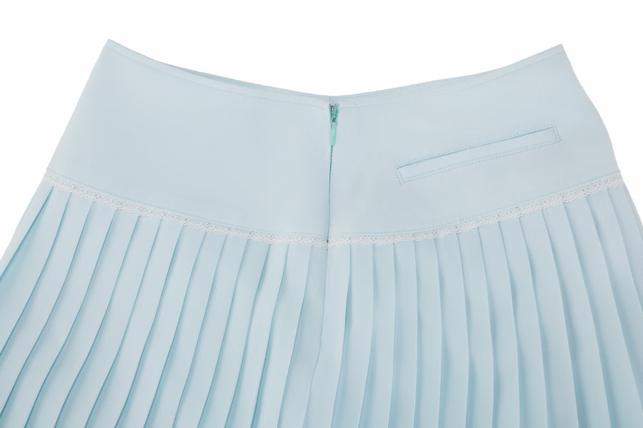 CROCHET FLARE PLEATED SKIRT