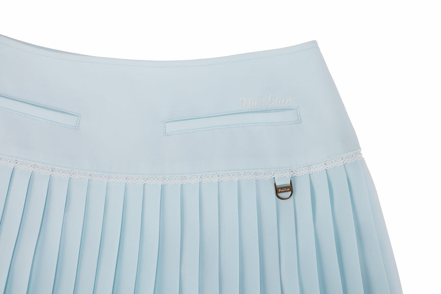 CROCHET FLARE PLEATED SKIRT