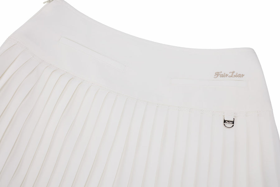 CROCHET FLARE PLEATED SKIRT