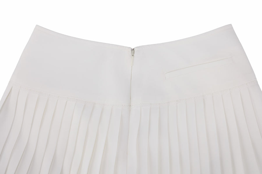 CROCHET FLARE PLEATED SKIRT