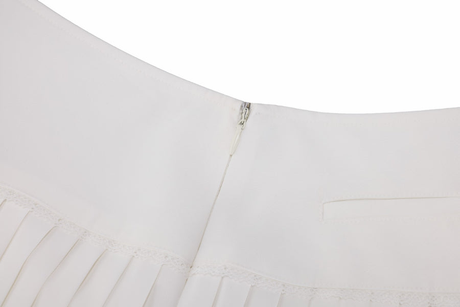 CROCHET FLARE PLEATED SKIRT