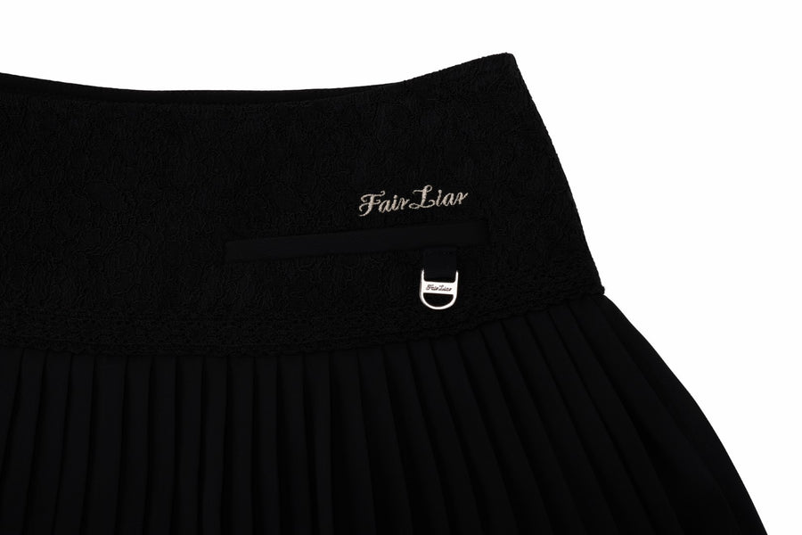 LACE FLARE PLEATED SKIRT