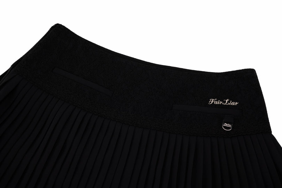 LACE FLARE PLEATED SKIRT
