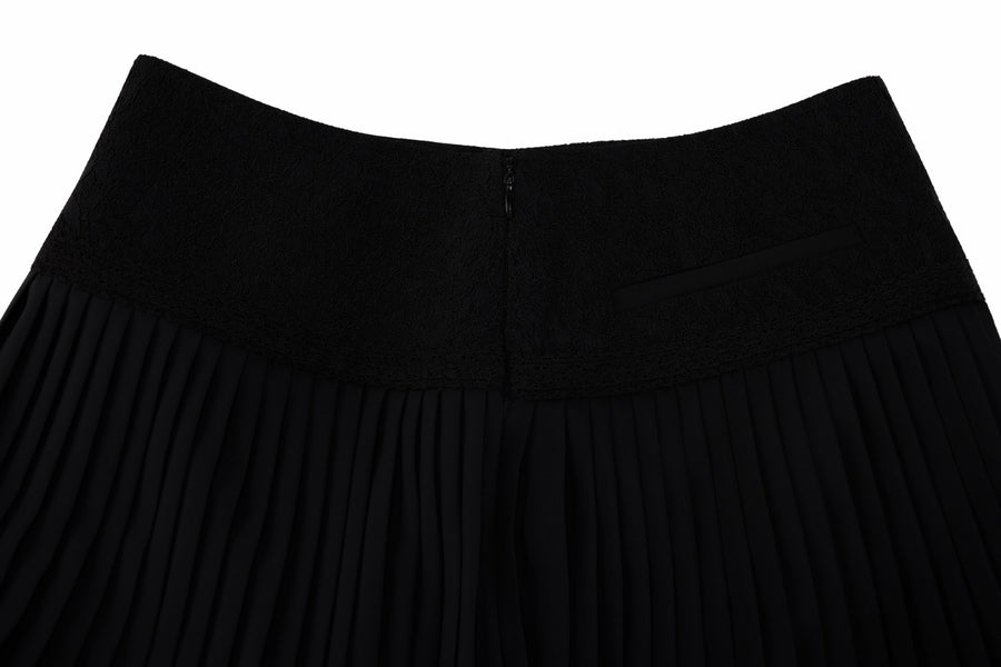 LACE FLARE PLEATED SKIRT