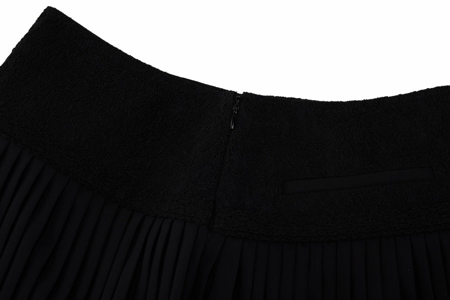 LACE FLARE PLEATED SKIRT