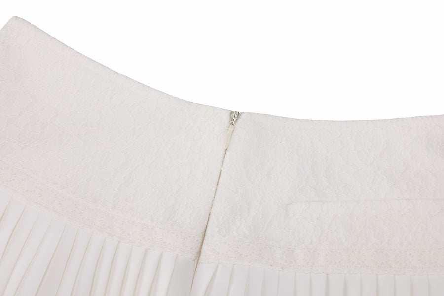 LACE FLARE PLEATED SKIRT
