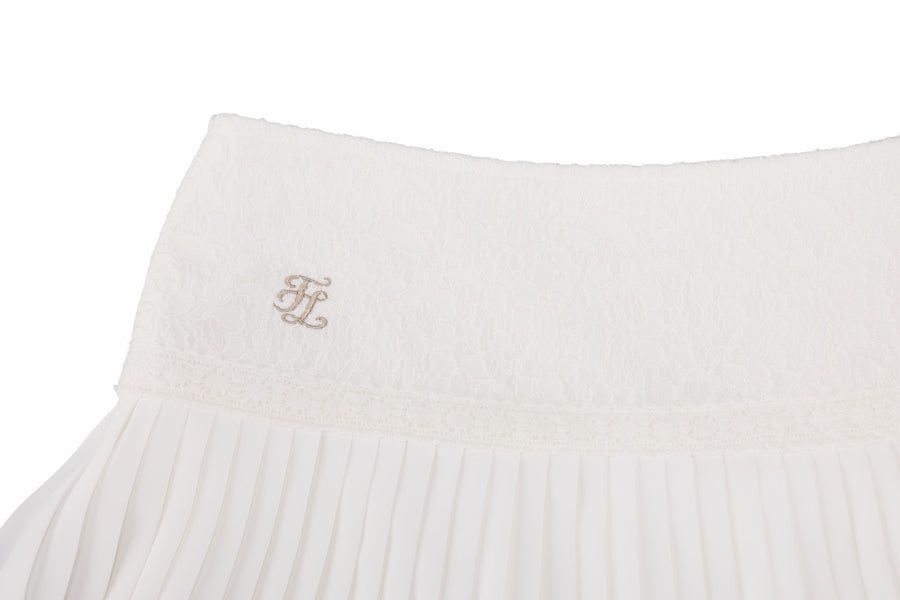 LACE FLARE PLEATED SKIRT