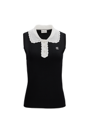 CROCHET COLLAR SLEEVELESS KNIT