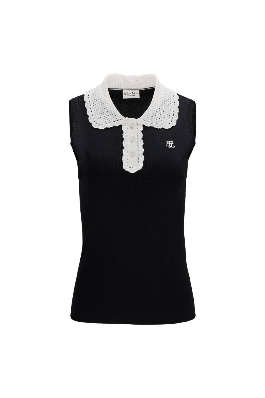 CROCHET COLLAR SLEEVELESS KNIT