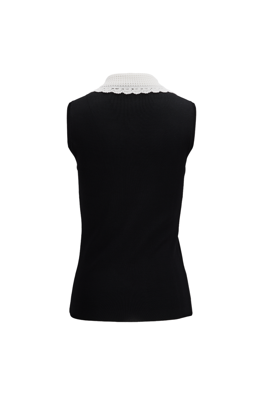CROCHET COLLAR SLEEVELESS KNIT