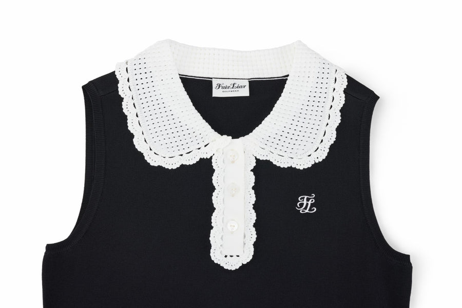 CROCHET COLLAR SLEEVELESS KNIT