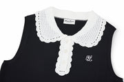 CROCHET COLLAR SLEEVELESS KNIT