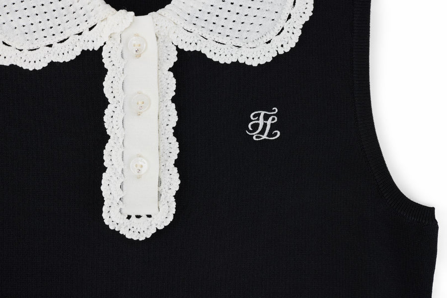 CROCHET COLLAR SLEEVELESS KNIT