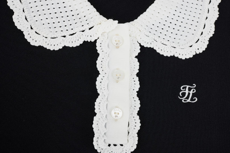 CROCHET COLLAR SLEEVELESS KNIT