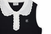 CROCHET COLLAR SLEEVELESS KNIT